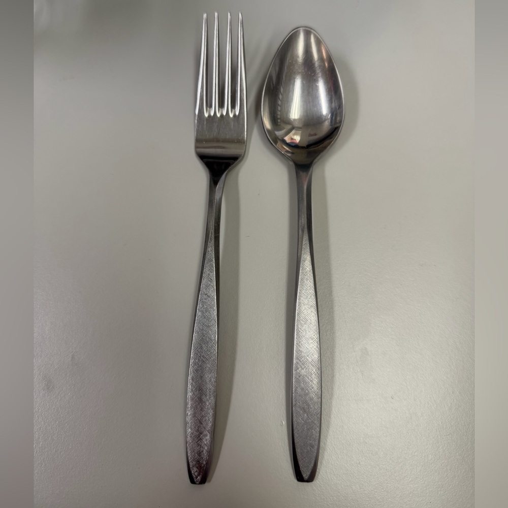 Vintage EKCO ETERNA Corsair Soup Spoon and Fork Stainless Steel Japan 7.5"